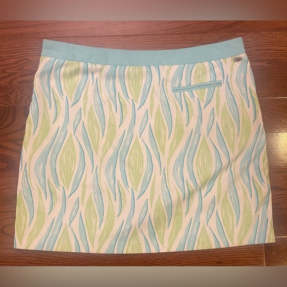 Greg Norman Collection Golf Skort Size 14 White/Teal/Green Side Zip Back Pocket - Picture 6 of 7
